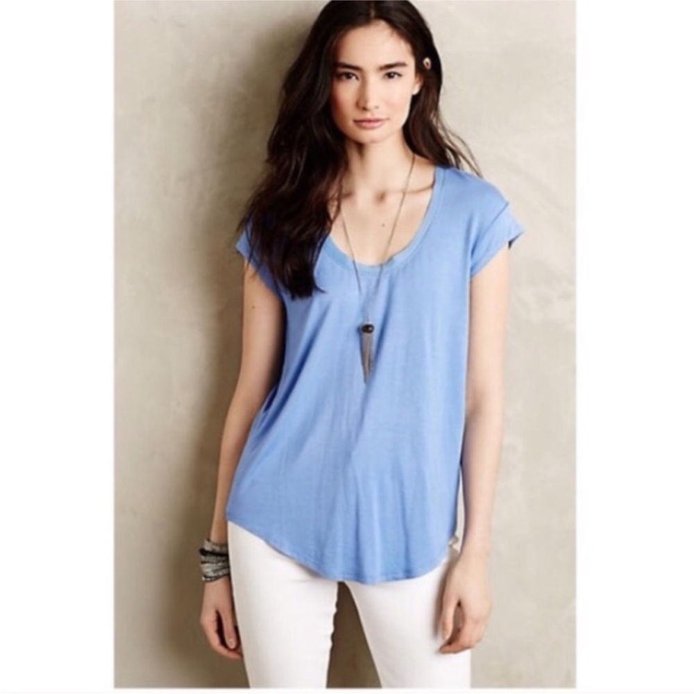 Bordeaux Anthropologie Weekend Scoop Tee NWT